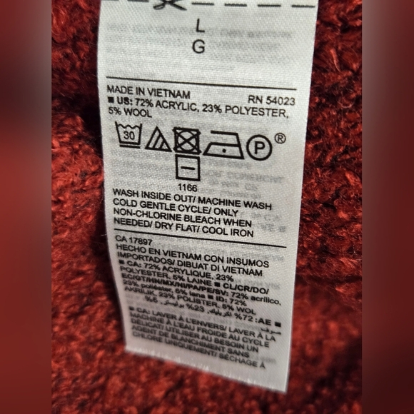 Old Navy L Red Pullover Fleece Sweater Drop Shoulder Sleeve Great Stretch - Picture 5 of 5